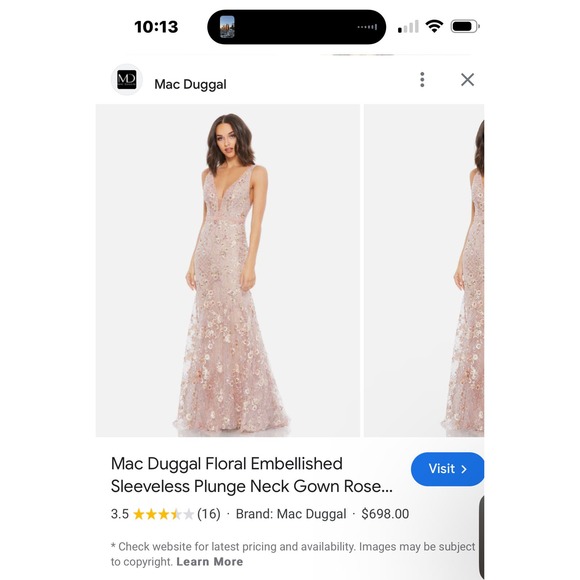 Mac Duggal Floral Embellished Sleeveless Plunge Neck Gown Rose Pink Size 10 NWT - Picture 5 of 13